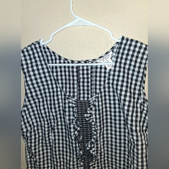 Katherine New York Sleeveless Gingham Plaid Black White Cotton Top XL - Picture 2 of 5